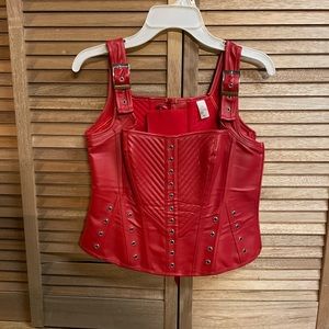 Red Faux leather corset